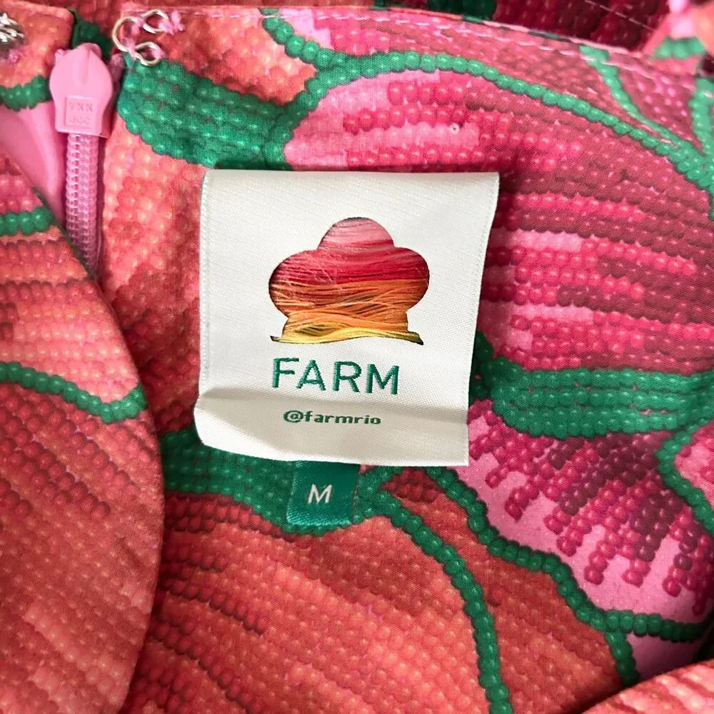 Farm Rio Beaded Spring Sleeveless Midi Dress Size Medium Tropical - Picture 4 of 6